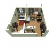 One-Bedroom Apartment with Lake View - 3D Plan